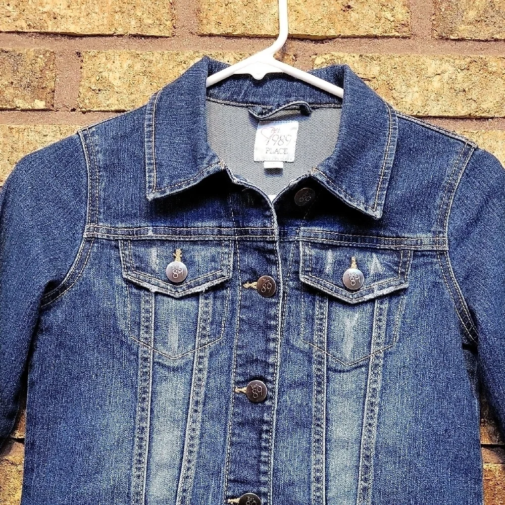The Children's Place Blue Denim Jacket Size 10/12 Cotton Stretch